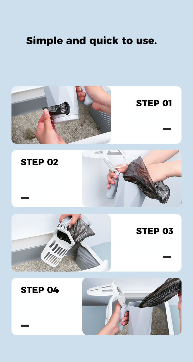 Step-by-step guide on using a cleaning tool with text 'Simple and quick to use.'