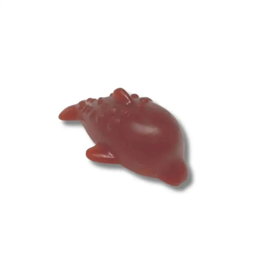 Red rubber duck toy on a white background