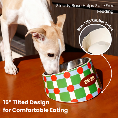 Detachable Ergonomic Metal Pet Food Bowl
