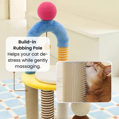 zeze Two-Tier Arch Cat Tree with Balls and Rubbing Pole