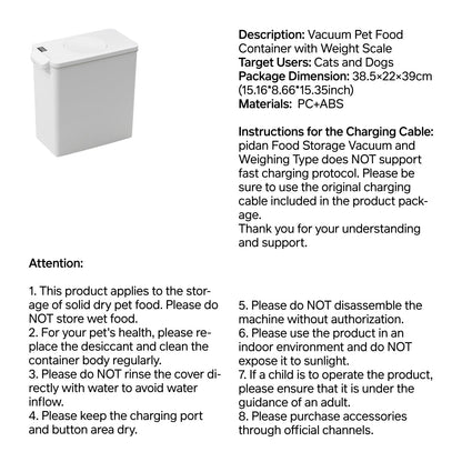 pidan 15L Vacuum Pet Food Storage with Scale