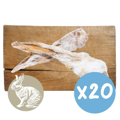 Wooden board with a rabbit design and a blue circle with 'x20' on a white background