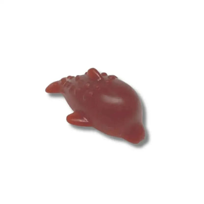 Red rubber duck toy on a white background