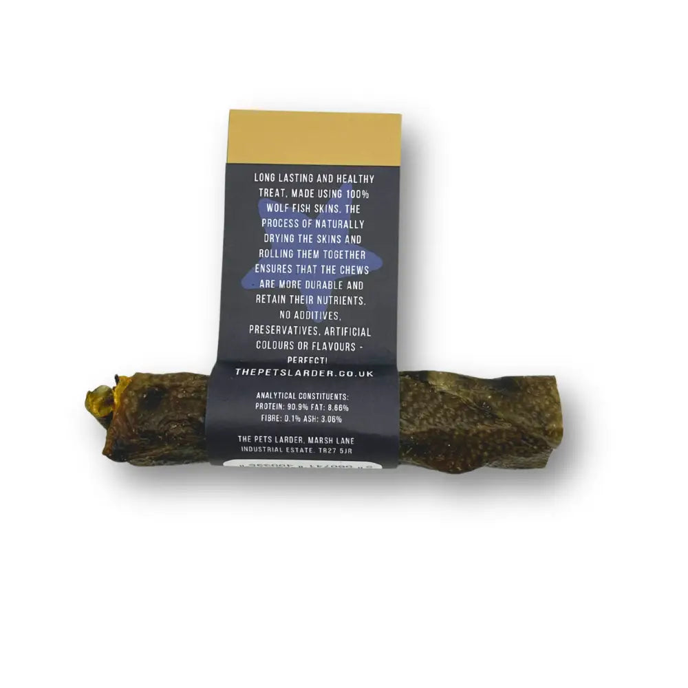 Dog treat package with label on a white background